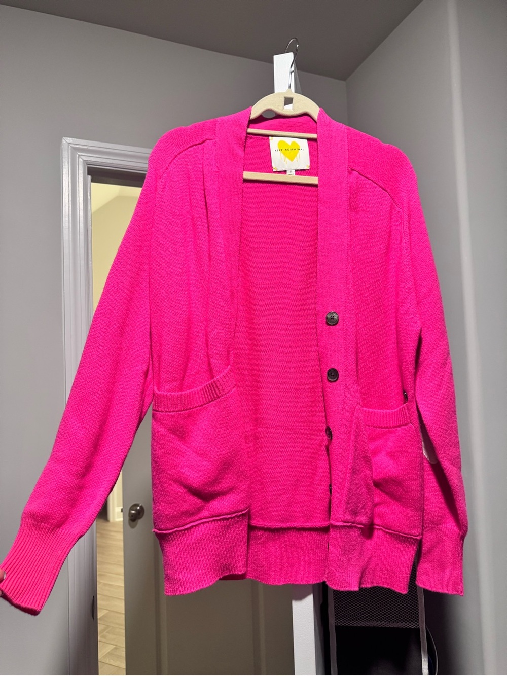 Rosenthal Hot Pink Button-Front Open Cardigan